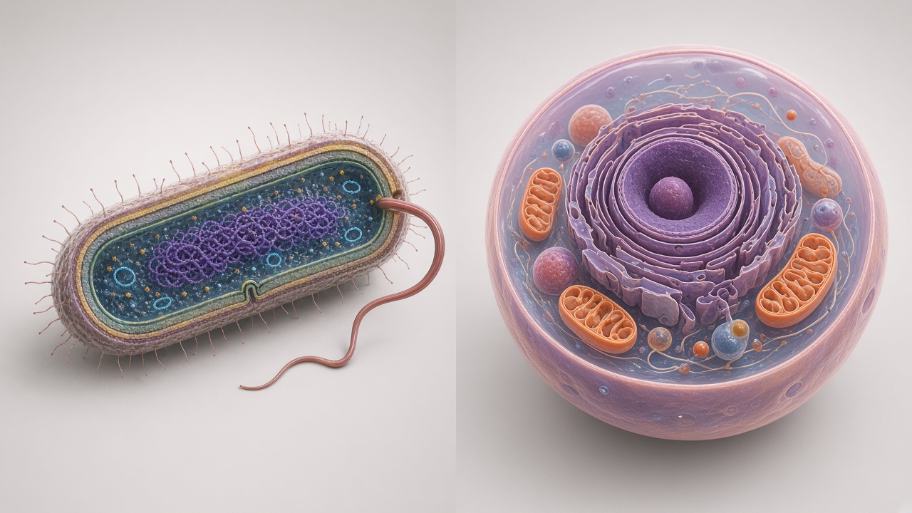 Teaching illustration: Prokaryotic vs Eukaryotic Cells